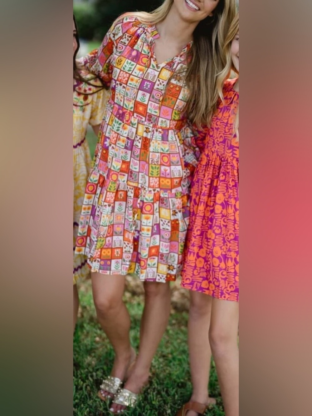 BRITON COURT Long-Sleeve Floral Patchwork Dress